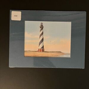 Matted lighthouse pictures 6x8 lot of 2-Cape Hatteras and Drum Point, New